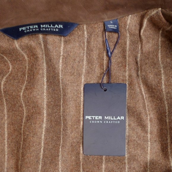 NWT Peter Millar Calfskin Crown Crafted Leather Bomber Jacket/ Large - Picture 9 of 10